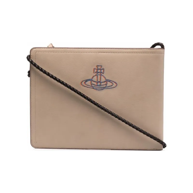 Vivienne Westwood Calfskin Clutch, Crossbody Bag, Shoulder Bag Men's Light Umber-0