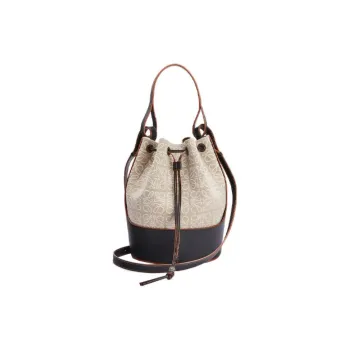 LOEWE BalloonAnagram Linen And Cow Leather Bucket Bag Handbag Crossbody Bag Shoulder Bag Women's Black