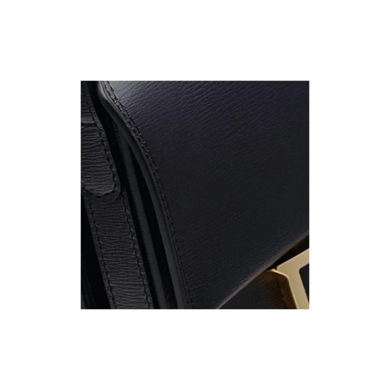 Delvau Opera Calf Grain Calfskin Shoulder Bag, Crossbody Bag Trumpets Women's Black-5