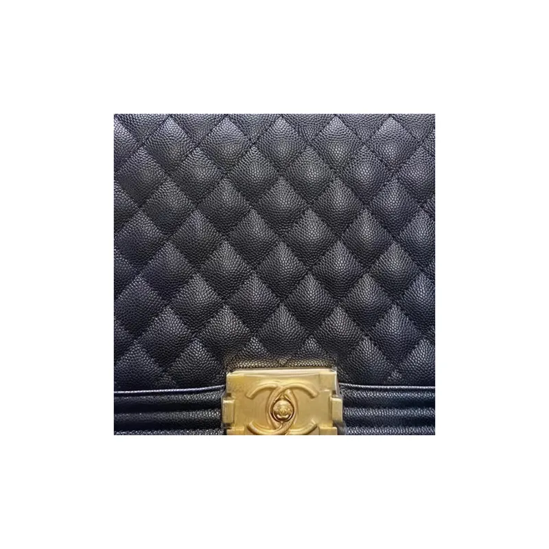 CHANEL LEBOY Grain Cow Leather Shoulder Bag, Crossbody Bag Tubas Women's Black-3