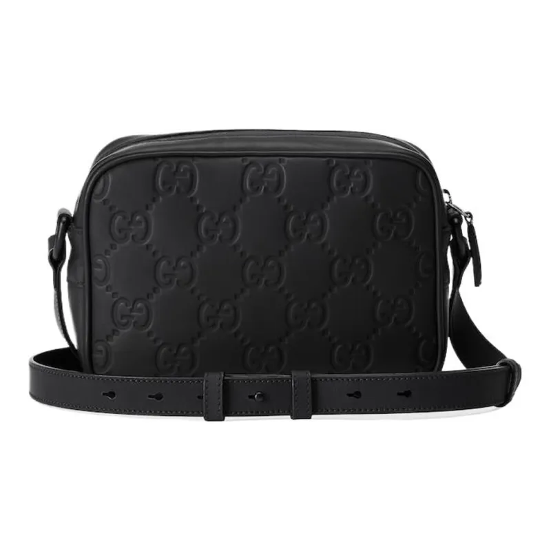 GUCCI Rubber Leather Shoulder Bag, Crossbody Bag Mini Men's Black-3