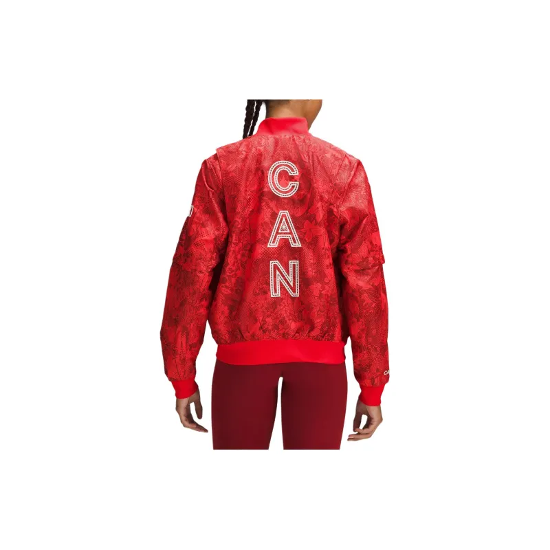 Lululemon Team Canada SS24 Women's Vented Jacquard Bomber Jacket Jackets Coats Women's Deep Sports Red-1