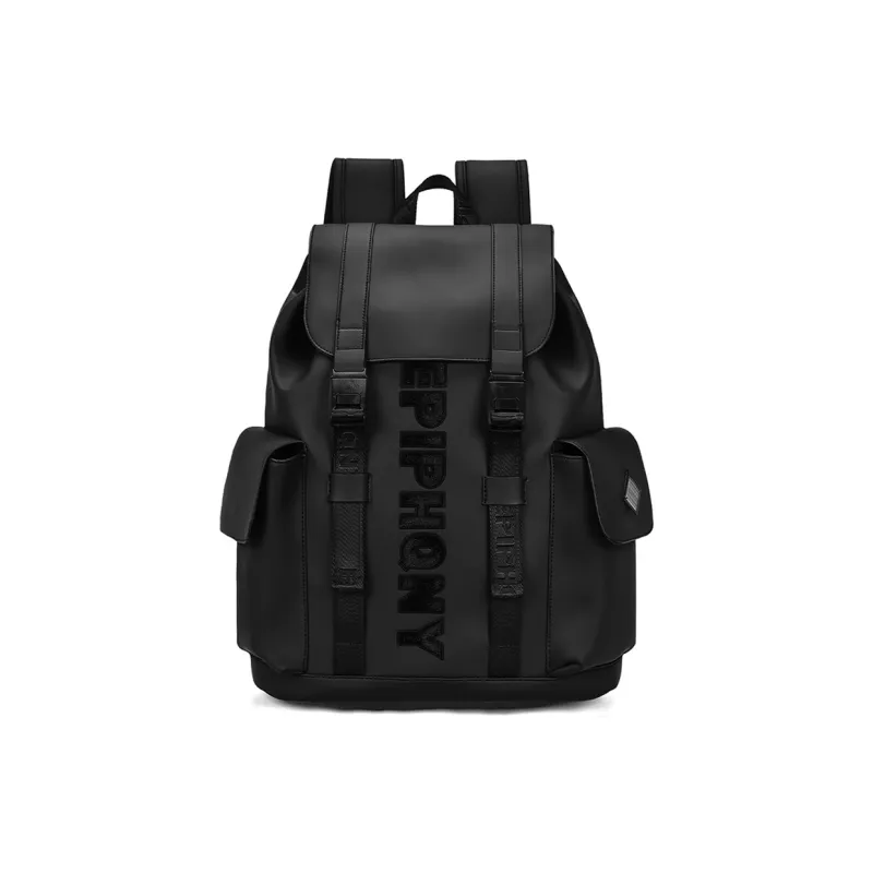 EPIPHQNY PU Backpack Laptop Bag Travel Bag Tubas Men's Black-0