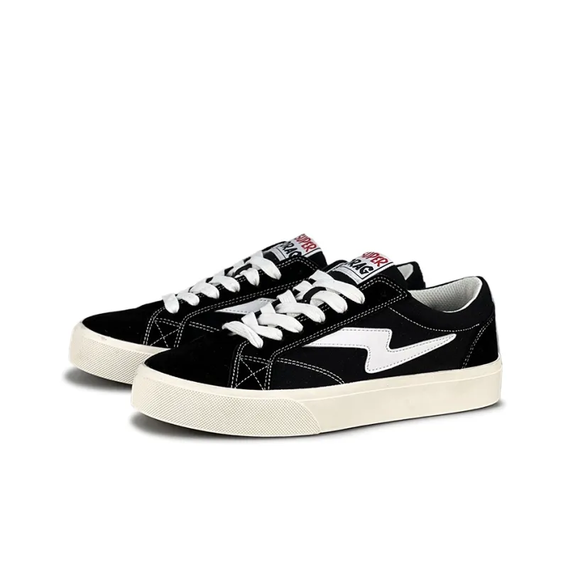 LuzaoT SUPER DRAG Abrasion Resistant Low Top Canvas Shoes Unisex Black White-2