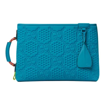 GUCCI Recycled Material Clutch Large Size Unisex Electric Blue