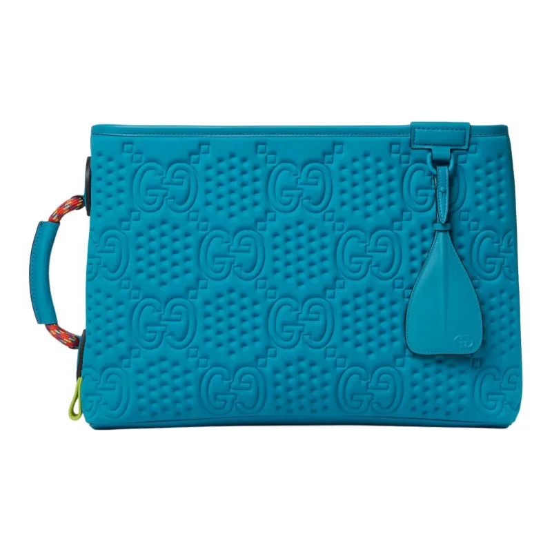 GUCCI Recycled Material Clutch Large Size Unisex Electric Blue-0