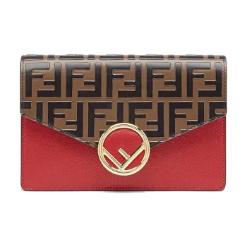 FENDI F Is Fendi Multicolor Calfskin Shoulder Bag Mini Women's Brown/Red