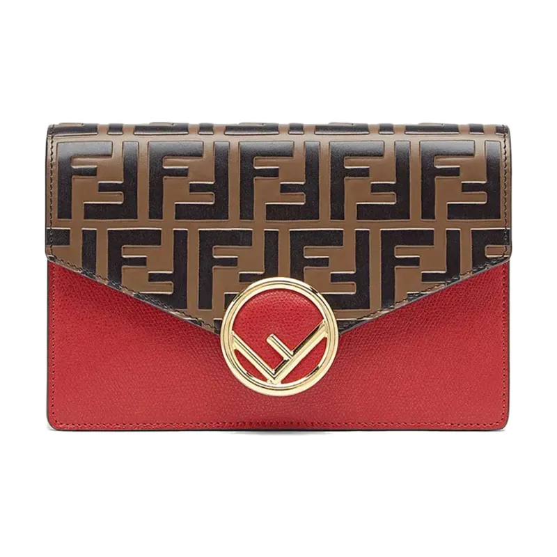 FENDI F Is Fendi Multicolor Calfskin Shoulder Bag Mini Women's Brown/Red-0