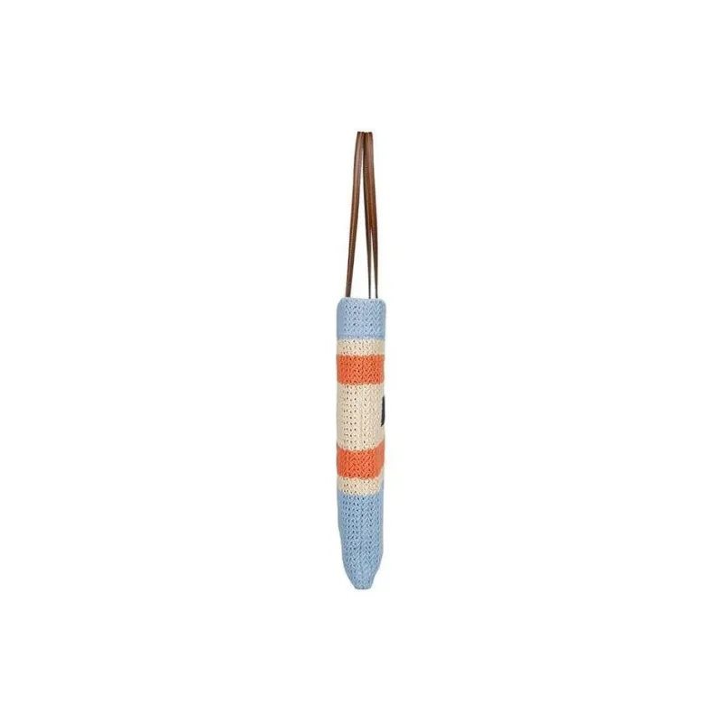 MIU MIU Straw And Wicker One Shoulder Handbag Women's Blue & Multicolor-1
