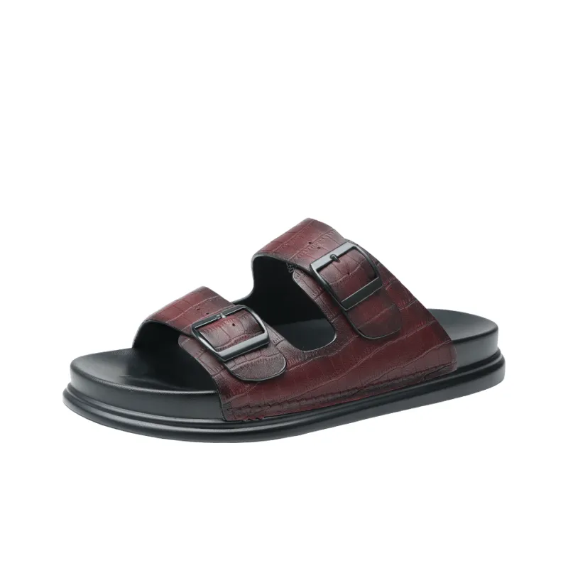 JIEDESEN Slide Slippers Men Black/Brown-4
