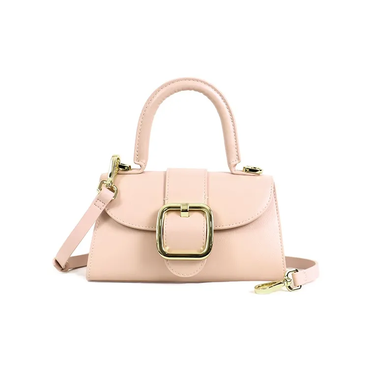 ELLE Leather Handbag, Crossbody Bag Small Size Women's Brown/White/Pink-5