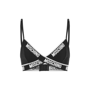 MOSCHINO Logo-tape Detail Stretch-cotton Bra