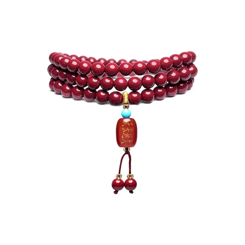MOUNTAINS AND MANS Reconstructed Cinnabar Eternal Love Beaded Bracelet Unisex-1