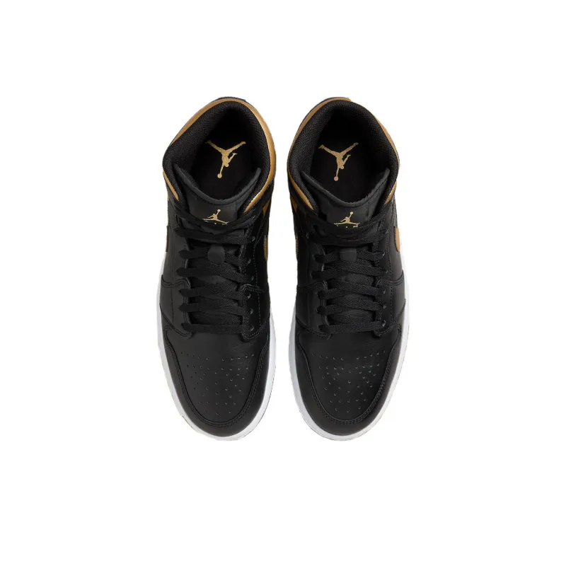 Jordan 1 Mid Black Metallic Gold-3