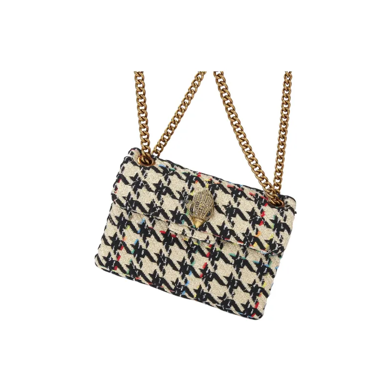 Kurt Geiger London Tweed Fabric Shoulder Bag Crossbody Bag Mini Women's Beige & Black-4