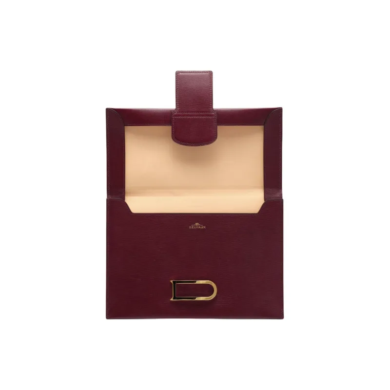 Delvau Opera Calf Grain Calfskin Clutch Women's Rosewood-3