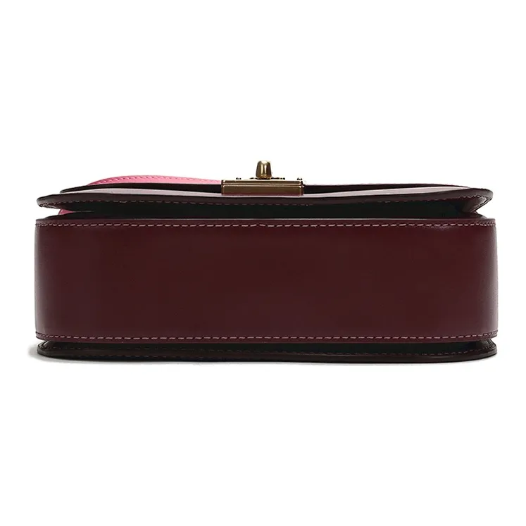 COACH Hutton Leather Saddle Bag Crossbody Shoulder Bag Women's Pink Purple Mix-4