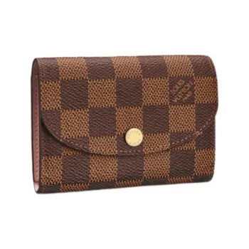 LOUIS VUITTON Rosalie Canvas With Leather Canvas Bag Coin Purse Wallet Women's Brown Checkerboard Ballet Pink