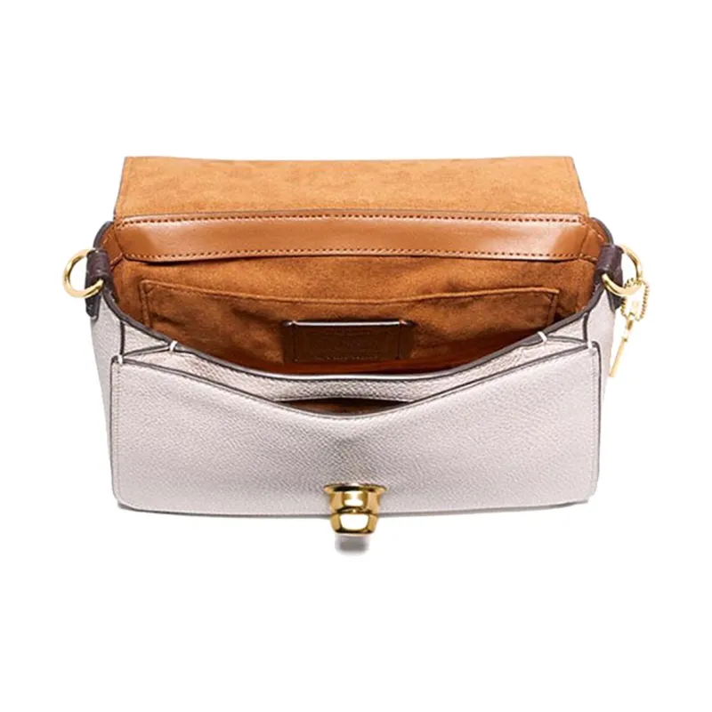COACH Cassidy Cow Leather Satchel Bag Portable Crossbody Bag Shoulder Bag Women's Pink White-3
