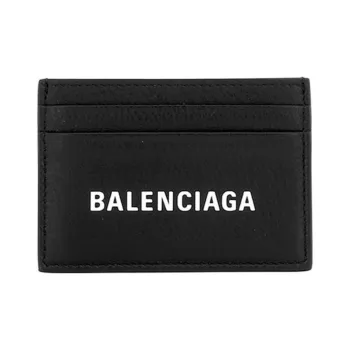 Balenciaga Cow Leather Card Holder Unisex Black