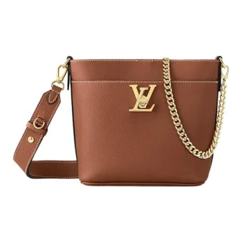 LOUIS VUITTON Grained Calfskin Bucket Bags Shoulder Bag Crossbody Bag Women's Cognac Brown