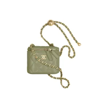 CHANEL Little Golden Ball Leather Box Bag Makeup Bags Shoulder Bag Crossbody Bag Women's Green
