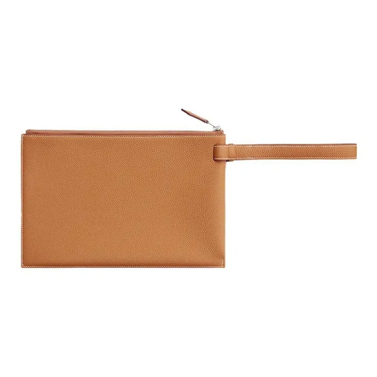 HERMES Cabavertige Togo Calfskin Clutch Regular Men's 21 Naturel-Sable Light Tea Brown-1