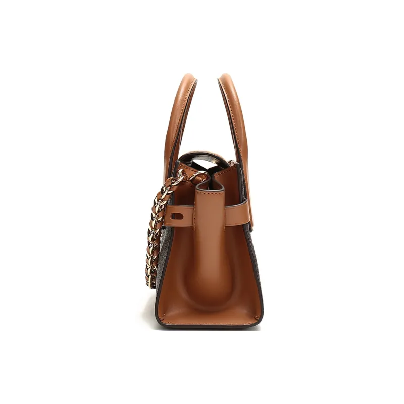 MICHAEL KORS Carmen Artificial Leather Portable Crossbody Bag, Shoulder Bag Women's Brown-2