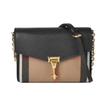 Burberry Cow Leather Shoulder Bag Crossbody Bag Women's Black & Umber