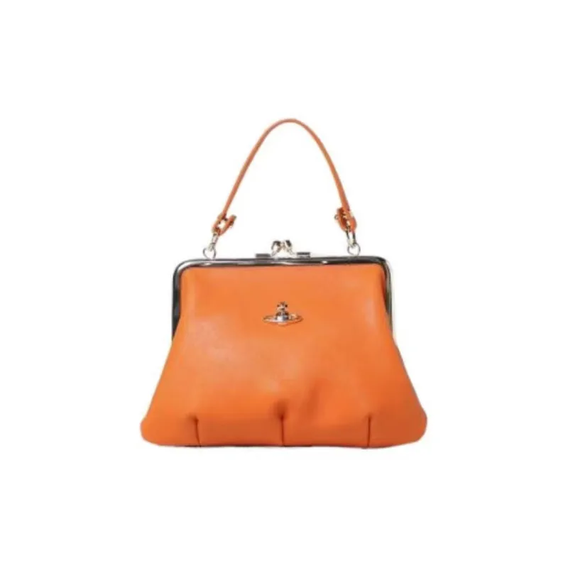Vivienne Westwood Cow Leather Dumpling Bag, Handbag, Shoulder Bag, Crossbody Bag Regular Women's Orange-3