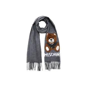 MOSCHINO Knit Scarves Unisex Light Gray