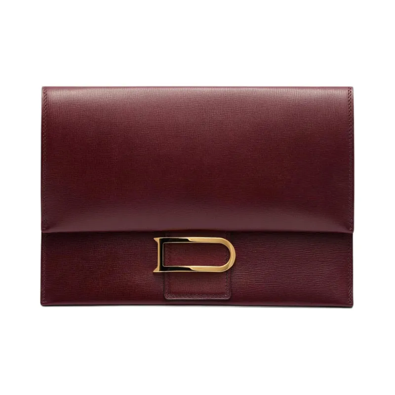 Delvau Opera Calf Grain Calfskin Clutch Women's Rosewood-0