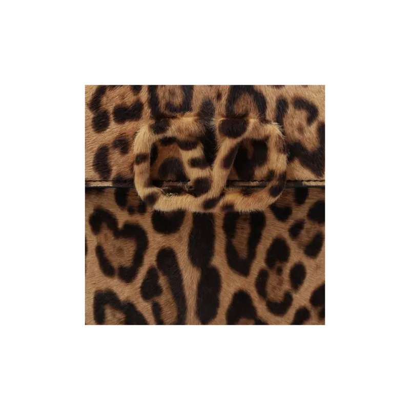 Valentino VSLING Short-Haired Calfskin Shoulder Bag Crossbody Bag Handbag Small Size Women's Leopard Print Brown-5