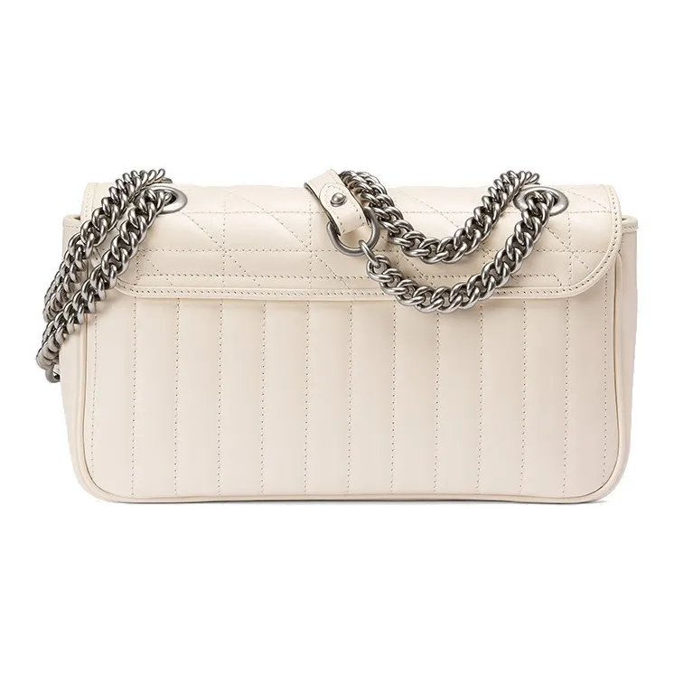 GUCCI GG Marmont Leather Shoulder Bag Crossbody Bag Small Size Women's White-2