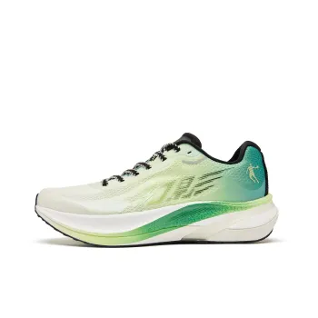 QIAODAN Cushioned Slip Resistant Abrasion Resistant Low Top Rubber Outsole Sprint Running Shoes Men's Shimmer Green