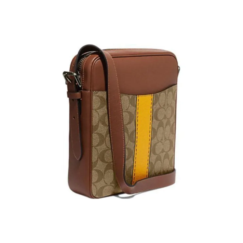 COACH Hudson Cow Leather Shoulder Bag, Crossbody Bag Trumpets Men's Brown-1