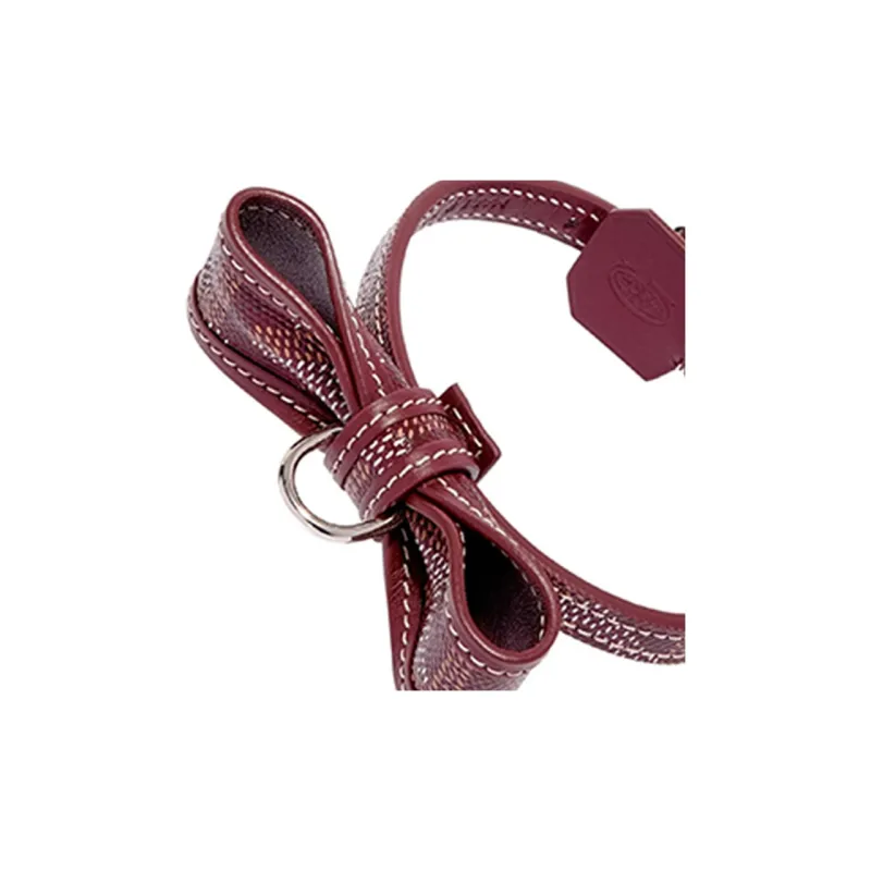 GOYARD OSCAR Goyardine Canvas With Clamecy Cow Leather Dog's Teeth Collar Bag Accessory Unisex Burgundy-2