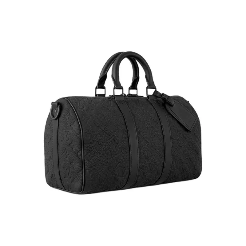 LOUIS VUITTON KeepallBandoulière Embossed Leather Shoulder Bag Crossbody Bag Handbag Men's Black-1