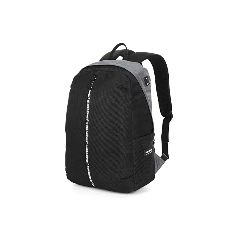 SUISSEWIN Polyester Backpack Regular Unisex Black/Gray/Blue-4