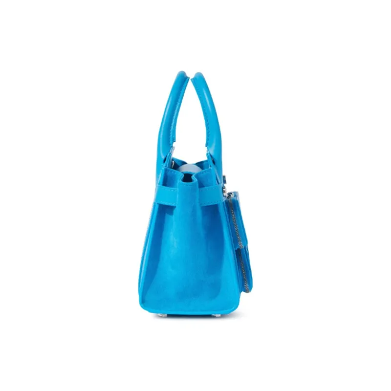 OFF WHITE Leather Shoulder Bag Crossbody Bag Handbag Small Size Women's Blue-3