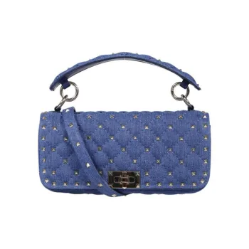 Valentino ROCKSTUD Denim Shoulder Bag Crossbody Bag Handbag Women's Light Blue