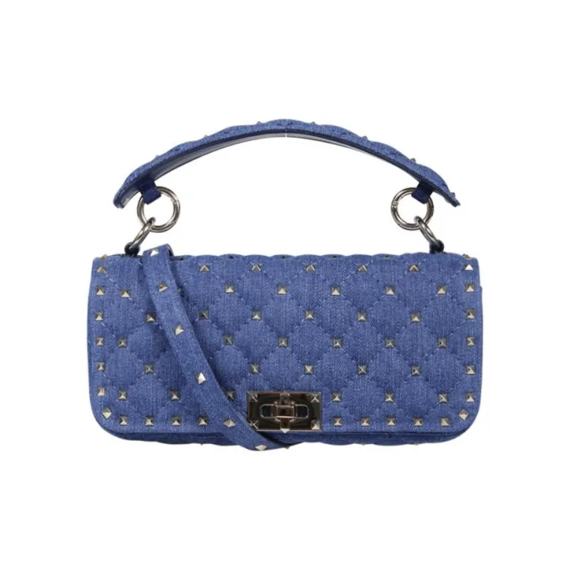 Valentino ROCKSTUD Denim Shoulder Bag Crossbody Bag Handbag Women's Light Blue-0