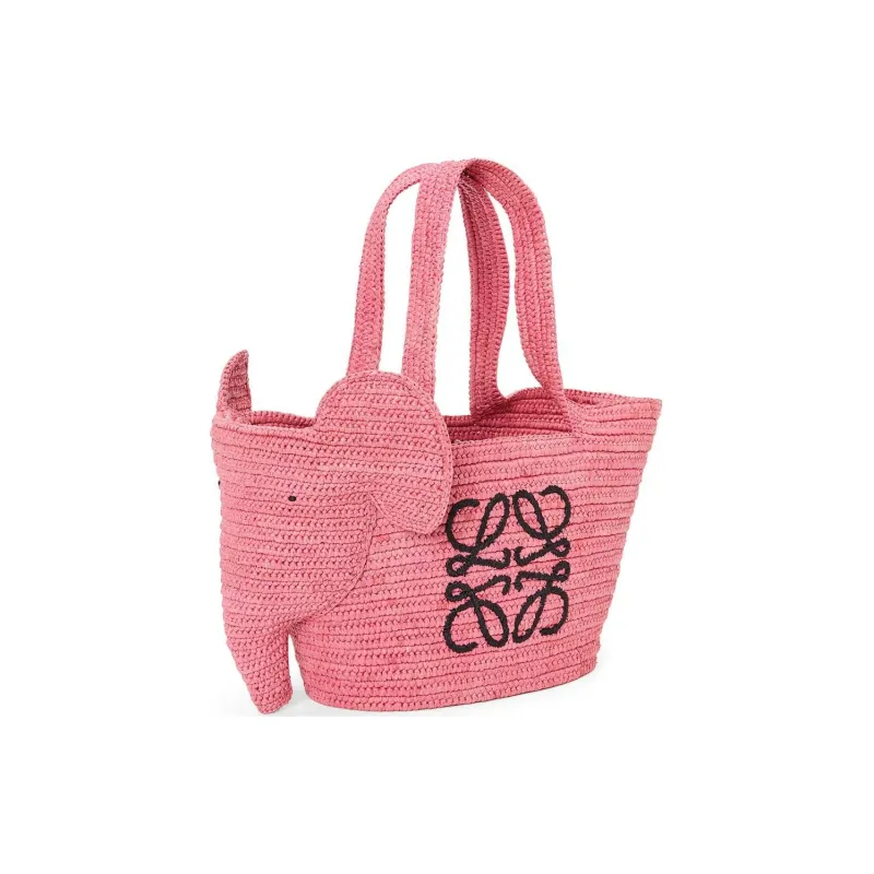 LOEWE Raffia Fiber Crossbody Handbag Small Size Women's Sunset Pink-1
