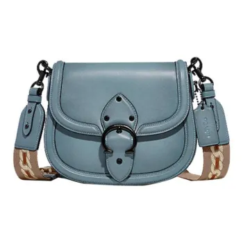 COACH Beat Leather Saddle Bag Crossbody Bag Shoulder Bag Small Size Women's Haze Blue