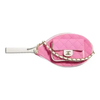 CHANEL Cotton Canvas With Calfskin Canvas Bag Shoulder Bag Clutch Crossbody Bag Regular Women's Pink