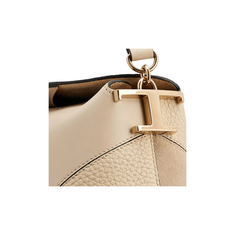 TOD'S Cow Leather Messenger Bag, Tote Bag, Shopping Bag, Handbag Small Size Women's Beige Yellow-4