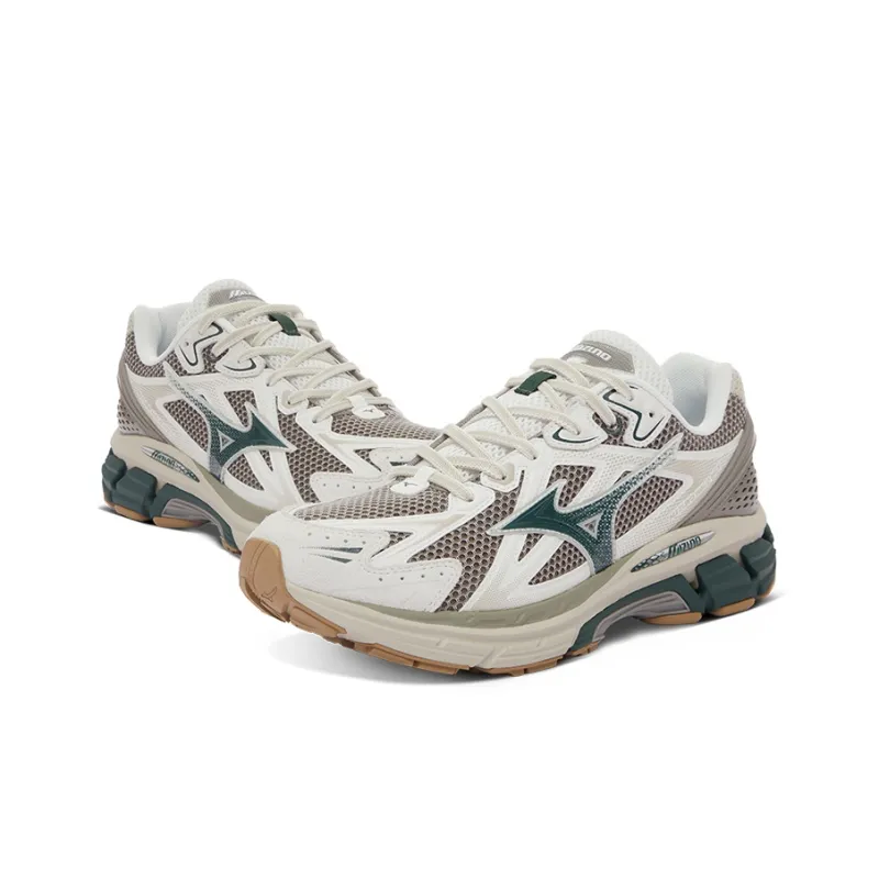 Mizuno Halo Mi Cushioning Anti-Slip Wear-Resistant Breathability Low-Top Running Shoes Unisex Champagne White-2