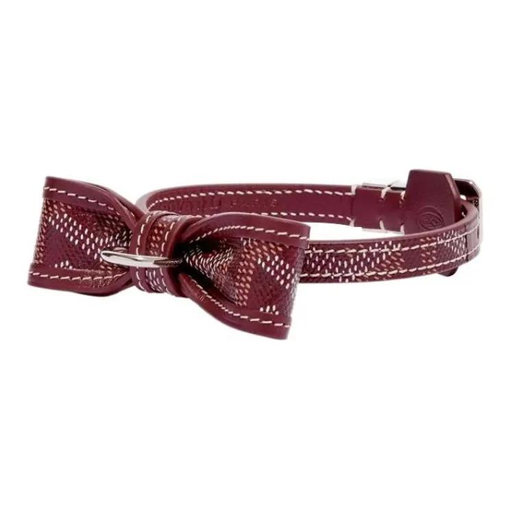 GOYARD OSCAR Goyardine Canvas With Clamecy Cow Leather Dog's Teeth Collar Bag Accessory Unisex Burgundy-1