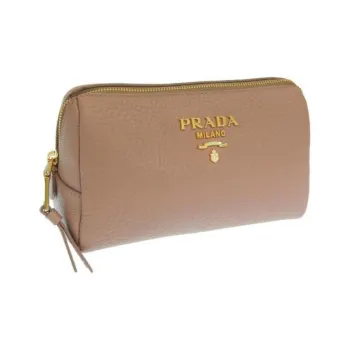 PRADA Leather Clutch Women's Beige Pink