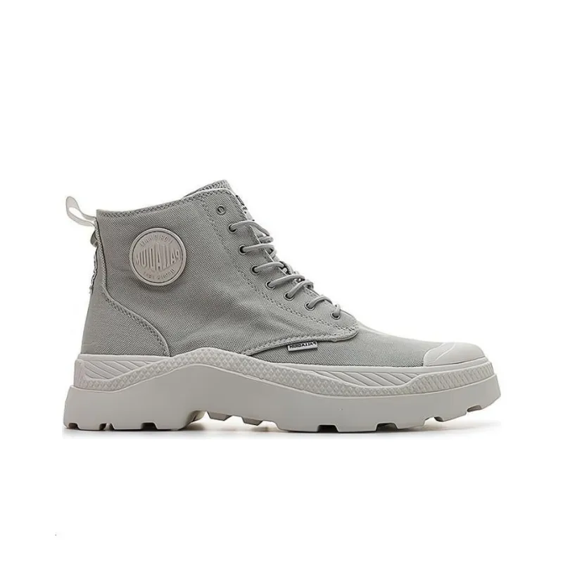 Palladium Pampa Wear-resistant And Waterproof High-Top Canvas Shoes Unisex Gray-1